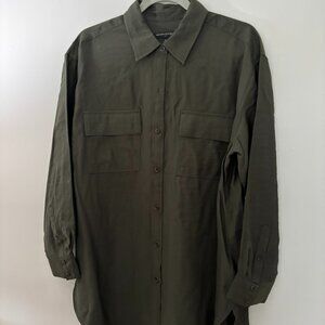 Banana Republic Long Sleeve Button Up Big Top - Dark Olive - Size M